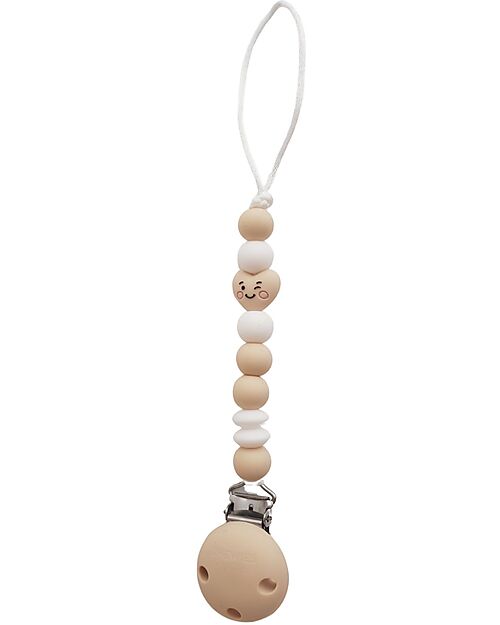 Chewies&more New Born Silicone Pacifier Clip - Teether - Beige - Sweet Heart Collection Pacifier Chains