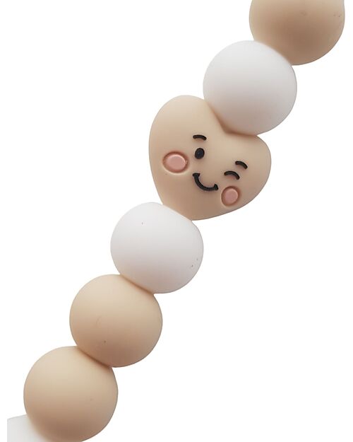 Chewies&more New Born Silicone Pacifier Clip - Teether - Beige - Sweet Heart Collection Pacifier Chains