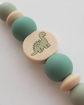 Chewies&more New Born Silicone Pacifier Clip - Teether - Teal - Dino Collection Pacifier Chains