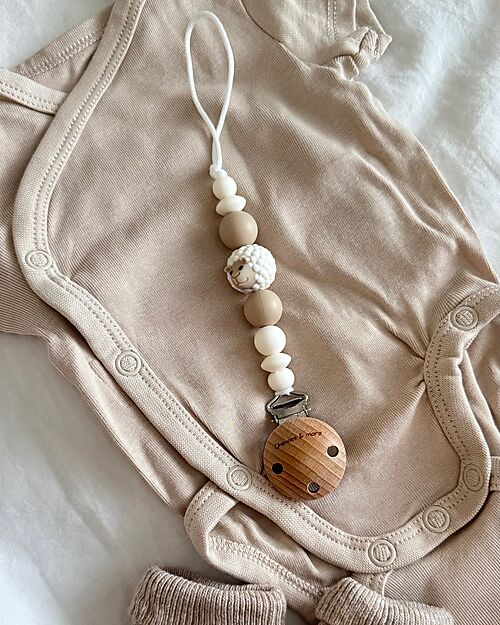 Chewies&more New Born Silicone Pacifier Clip - Teether - White - Sheep Collection Pacifier Chains