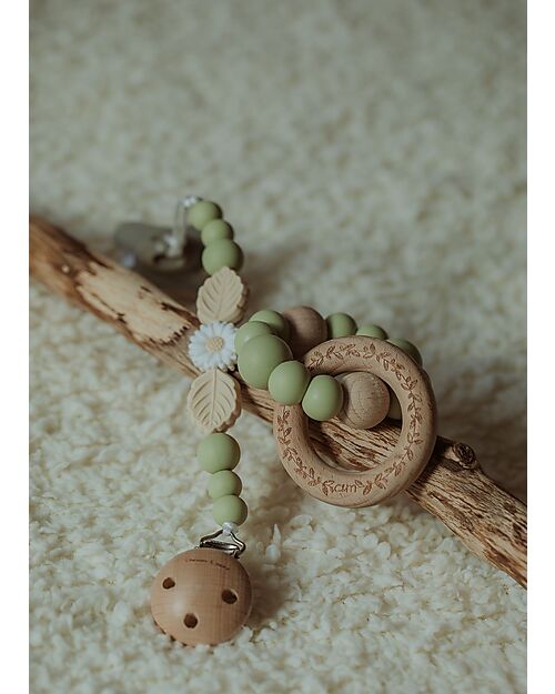 Chewies&more Pacifier Clip - Daisy - Green Pacifier Chains
