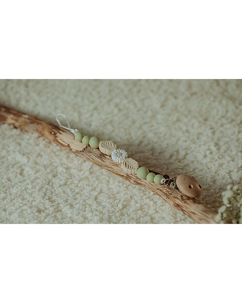Chewies&more Pacifier Clip - Daisy - Green Pacifier Chains