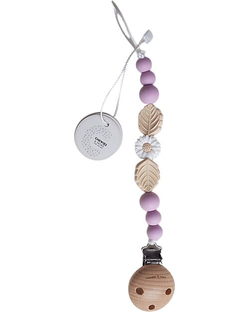 Chewies&more Pacifier Clip - Daisy - Lilac Pacifier Chains