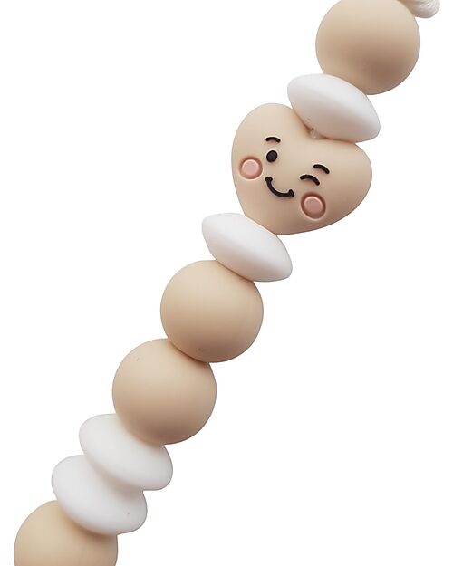 Chewies&more Silicone Pacifier Clip - Teether - Beige - Sweet Heart Collection Pacifier Chains