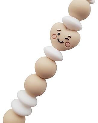 Chewies&more Silicone Pacifier Clip - Teether - Beige - Sweet Heart Collection Pacifier Chains