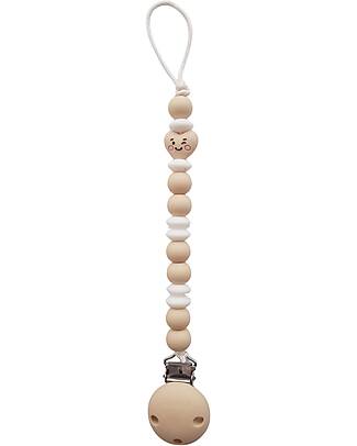Chewies&more Silicone Pacifier Clip - Teether - Beige - Sweet Heart Collection Pacifier Chains