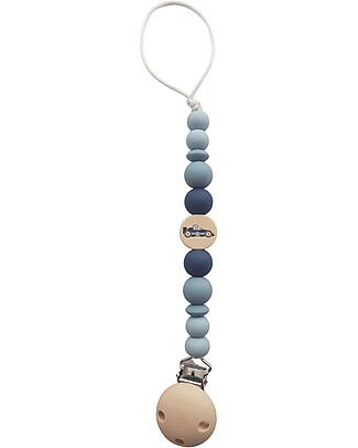 Chewies&more Silicone Pacifier Clip - Teether - Blue - Racecar Collection Pacifier Chains