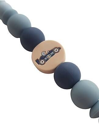 Chewies&more Silicone Pacifier Clip - Teether - Blue - Racecar Collection Pacifier Chains
