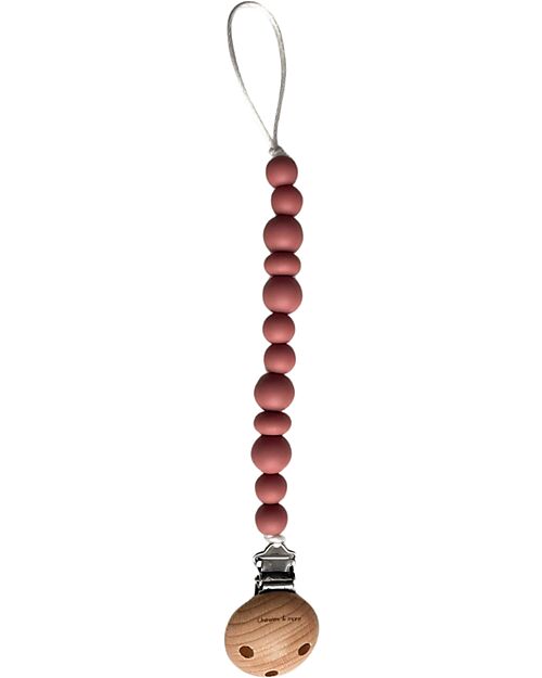 Chewies&more Silicone Pacifier Clip - Teether - Dark Blush - Blushing Collection Pacifier Chains