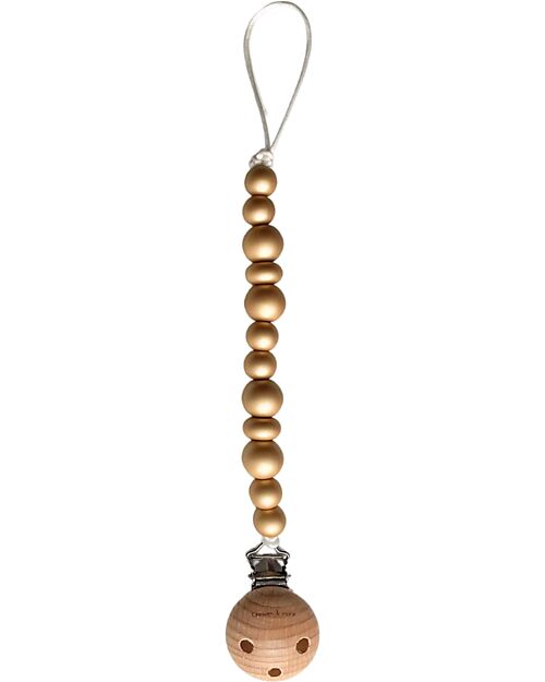 Chewies&more Silicone Pacifier Clip - Teether - Gold - Blushing Collection Pacifier Chains