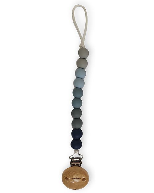 Chewies&more Silicone Pacifier Clip - Teether - Leaf - Blue Ombre Beads Pacifier Chains