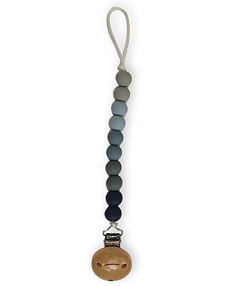 Chewies&more Silicone Pacifier Clip - Teether - Leaf - Blue Ombre Beads Pacifier Chains