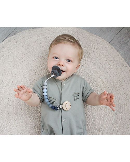 Chewies&more Silicone Pacifier Clip - Teether - Leaf - Blue Ombre Beads Pacifier Chains