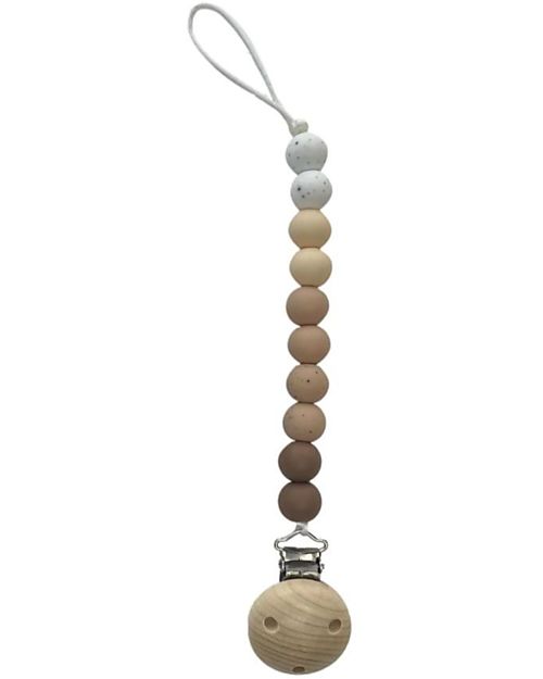 Chewies&more Silicone Pacifier Clip - Teether - Leaf - Brown Ombre Beads Pacifier Chains