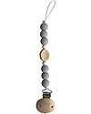 Chewies&more Silicone Pacifier Clip - Teether - Leaf - Grey Beads Pacifier Chains