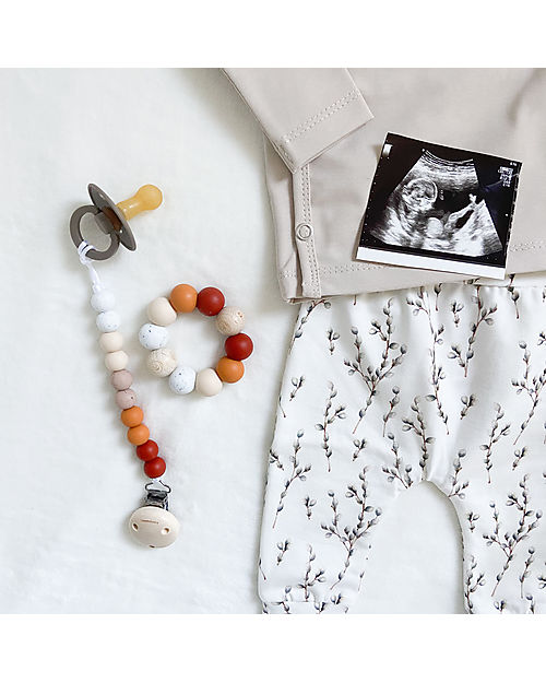 Chewies&more Silicone Pacifier Clip - Teether - Leaf - Ombre Clay Beads Pacifier Chains