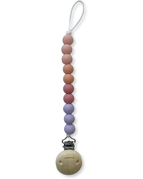 Chewies&more Silicone Pacifier Clip - Teether - Leaf - Pastel Purple Ombre Beads Pacifier Chains