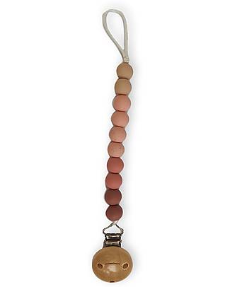 Chewies&more Silicone Pacifier Clip - Teether - Leaf - Pink Ombre Beads Pacifier Chains