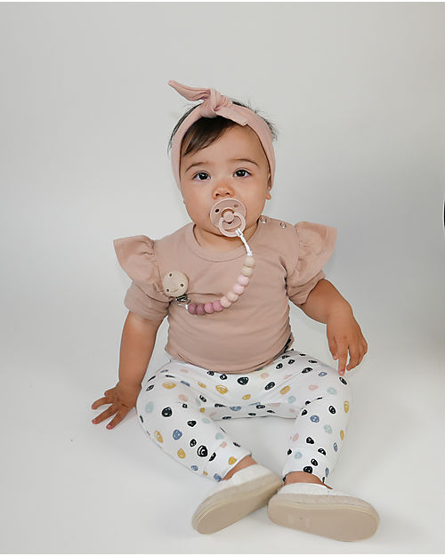 Chewies&more Silicone Pacifier Clip - Teether - Leaf - Pink Ombre Beads Pacifier Chains