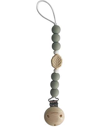 Chewies&more Silicone Pacifier Clip - Teether - Leaf - Sage Beads Dummies & Soothers
