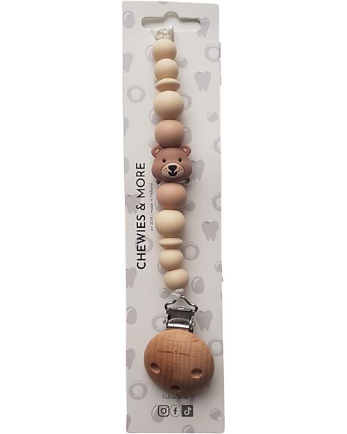 Chewies&more Silicone Pacifier Clip - Teether - Navaho - Bear Collection Pacifier Chains