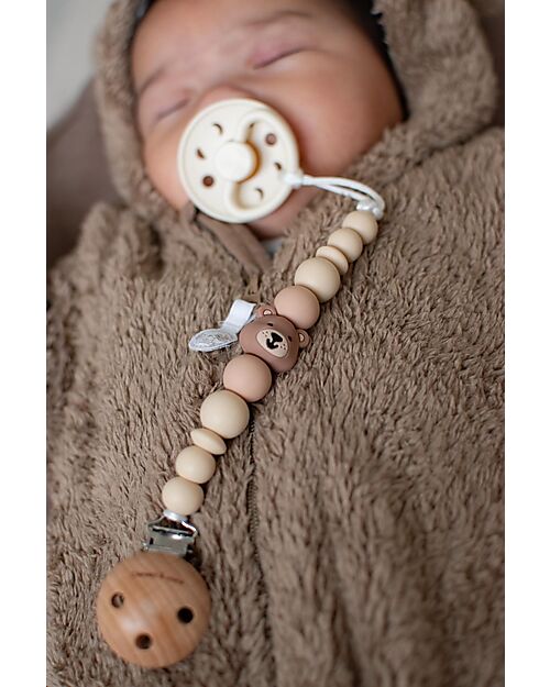 Chewies&more Silicone Pacifier Clip - Teether - Navaho - Bear Collection Pacifier Chains