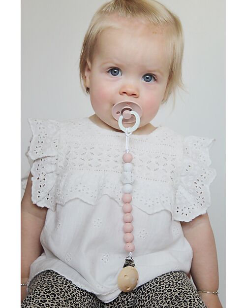 Chewies&more Silicone Pacifier Clip - Teether - Rose Gritt Pacifier Chains