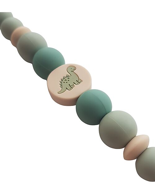 Chewies&more Silicone Pacifier Clip - Teether - Teal - Dino Collection Pacifier Chains