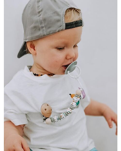 Chewies&more Silicone Pacifier Clip - Teether - with Beads - Zoo Pacifier Chains