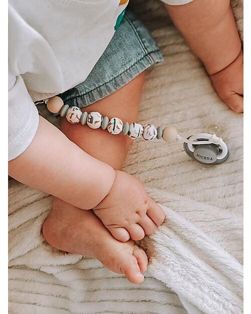 Chewies&more Silicone Pacifier Clip - Teether - with Beads - Zoo Pacifier Chains