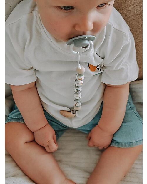 Chewies&more Silicone Pacifier Clip - Teether - with Beads - Zoo Pacifier Chains