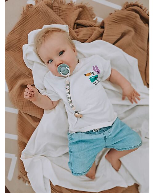 Chewies&more Silicone Pacifier Clip - Teether - with Beads - Zoo Pacifier Chains