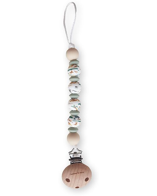 Chewies&more Silicone Pacifier Clip - Teether - with Beads - Zoo Pacifier Chains