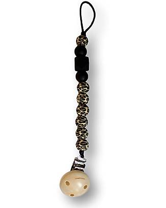 Chewies&more Silicone Pacifier Clip - with Beads - Leopard Pacifier Chains