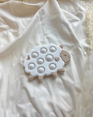 Chewies&more Teether - Pop It - White - Sheep Collection - Food Grade Silicone Teethers
