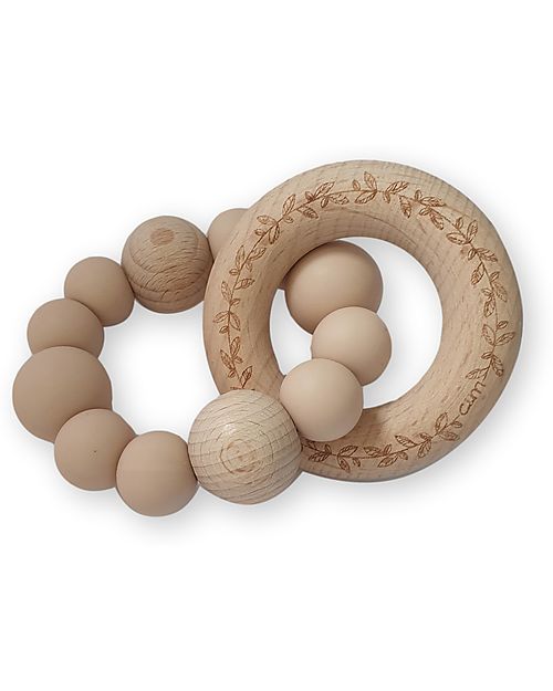 Chewies&more Teether with Engraved Rattle - Pale Pink Teethers