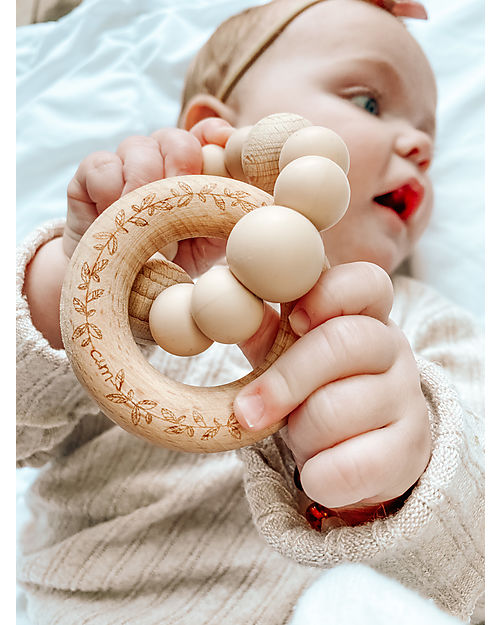 Chewies&more Teether with Engraved Rattle - Pale Pink Teethers