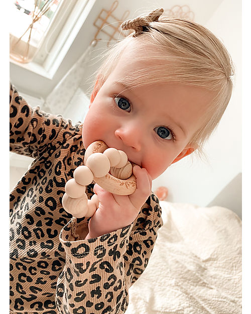 Chewies&more Teether with Engraved Rattle - Pale Pink Teethers