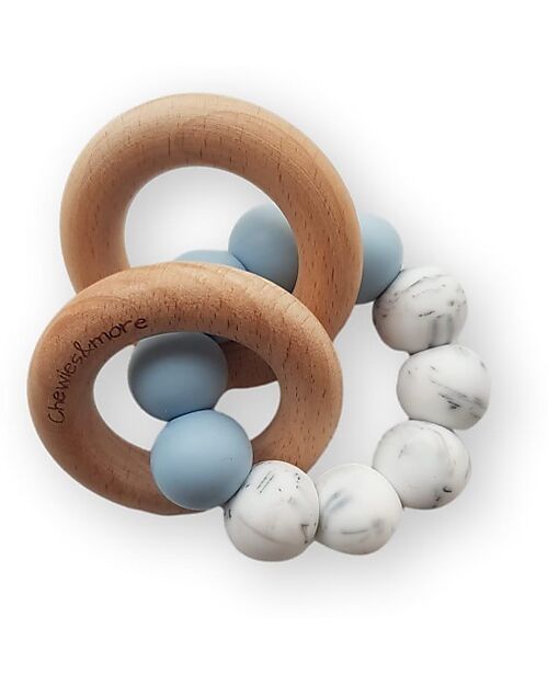 Chewies&more Teether with Rattle Duo - Blue and Marble Teethers