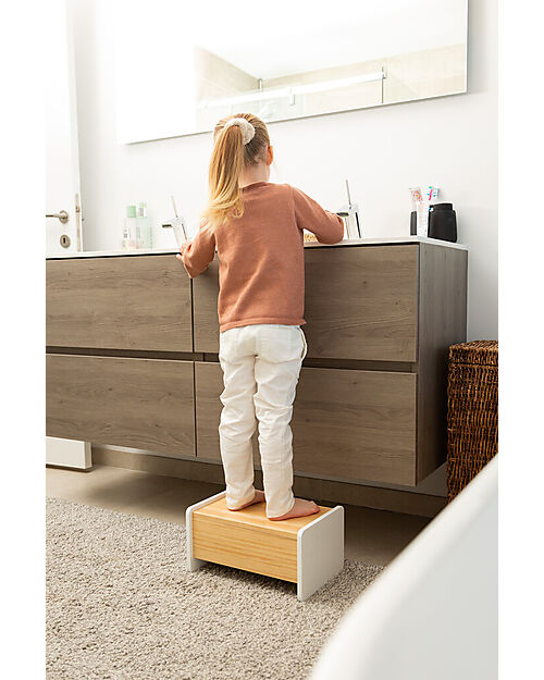 Childhome 2 in 1 Wooden Step and Box - White - 35x23x18 cm Stools