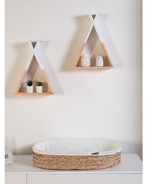 Childhome Baby Basket - Natural - Includes Mattress and Cover - 71x53x12 cm Cribs & Moses Baskets