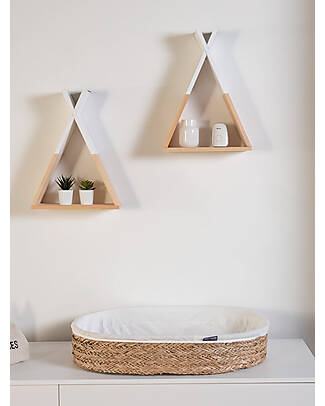 Childhome Baby Basket - Natural - Includes Mattress and Cover - 71x53x12 cm Cribs & Moses Baskets