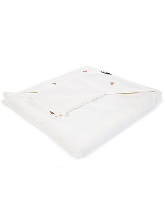 Childhome Bath Cape + Face Cloth - Hearts - Cotton and Terry Towels And Flannels
