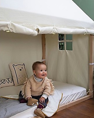 Childhome Bedroom Set - Bed House in Beech 140x70 cm + Mattress and Slats included! Single Bed