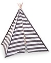 Childhome Canvas Play Tipi Tent, White/Grey stripes - Complete with its own storage bag! Tepees & Tents