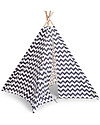 Childhome Canvas Play Tipi Tent, White/Grey Zig Zag - Complete with its own storage bag! Tepees & Tents