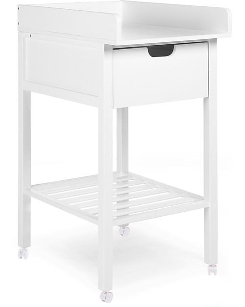 Childhome Changing Station with Drawer, White - Includes removable wheels! Changing Tables