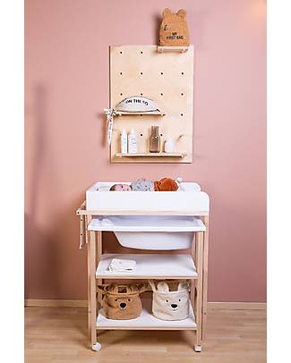 Childhome Changing Table Tub Bucket & Bath with Wheels - White Changing Tables