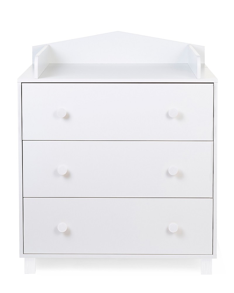 Childhome Chest White 3 Drawers Changing Unit Unisex Bambini