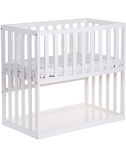 Childhome Co-sleeping Bedside Crib with Wheels, 90x50 cm, Beech Wood, White - Ideal next to the parents’ bed! Next To Me Cribs